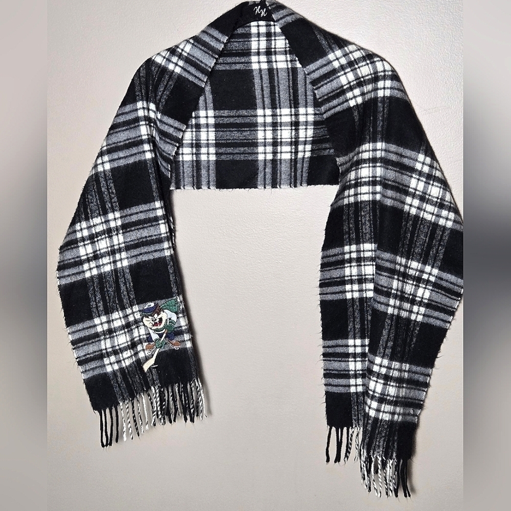 Vintage‎ 90's Acme Clothing Tazmanian Devil Hockey Plaid Scarf